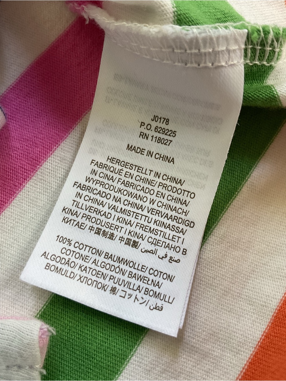 Boden Rainbow Stripe Cotton Tee Top White Pink Green Blue Orange US 6 - Picture 7 of 10
